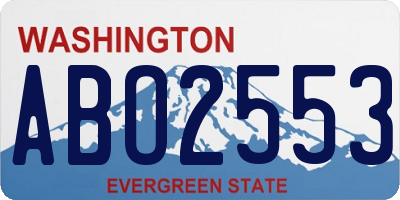 WA license plate ABO2553