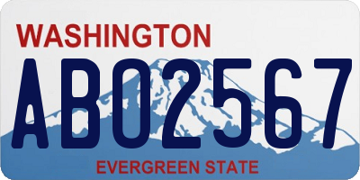 WA license plate ABO2567