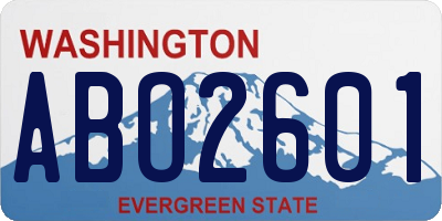 WA license plate ABO2601
