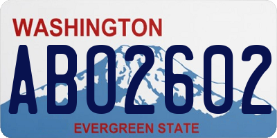 WA license plate ABO2602