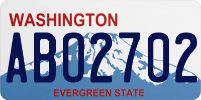 WA license plate ABO2702
