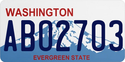 WA license plate ABO2703