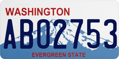WA license plate ABO2753