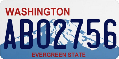WA license plate ABO2756