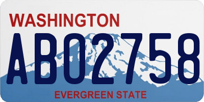 WA license plate ABO2758