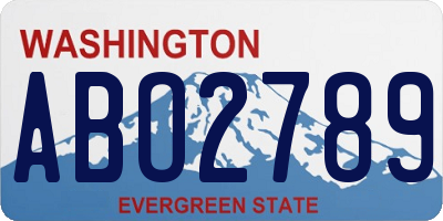 WA license plate ABO2789