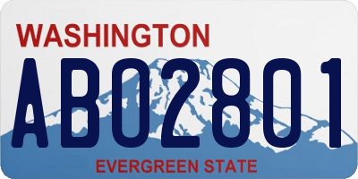 WA license plate ABO2801