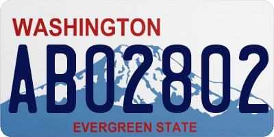 WA license plate ABO2802