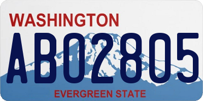 WA license plate ABO2805