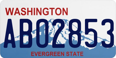 WA license plate ABO2853