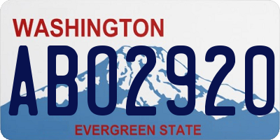 WA license plate ABO2920