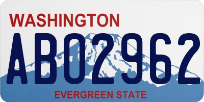 WA license plate ABO2962