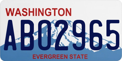 WA license plate ABO2965