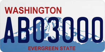 WA license plate ABO3000