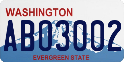 WA license plate ABO3002