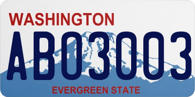 WA license plate ABO3003