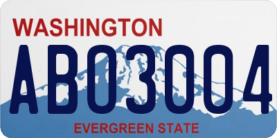 WA license plate ABO3004
