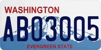 WA license plate ABO3005