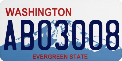 WA license plate ABO3008