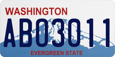 WA license plate ABO3011