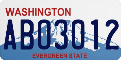 WA license plate ABO3012