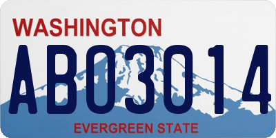 WA license plate ABO3014