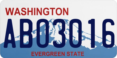 WA license plate ABO3016