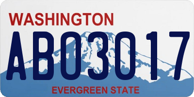 WA license plate ABO3017