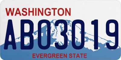 WA license plate ABO3019