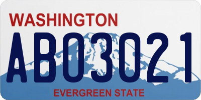WA license plate ABO3021