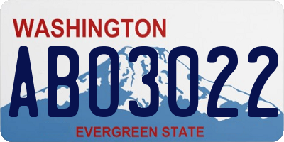 WA license plate ABO3022
