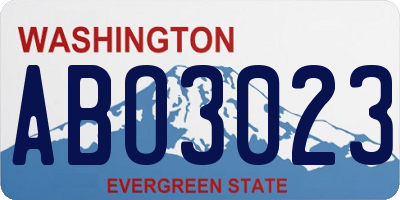WA license plate ABO3023