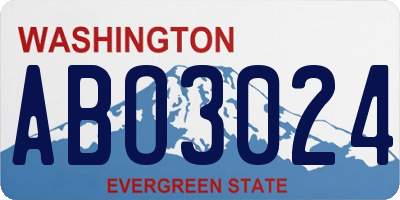 WA license plate ABO3024