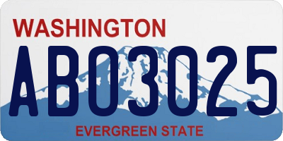WA license plate ABO3025