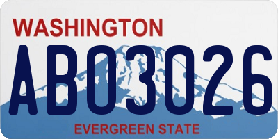 WA license plate ABO3026