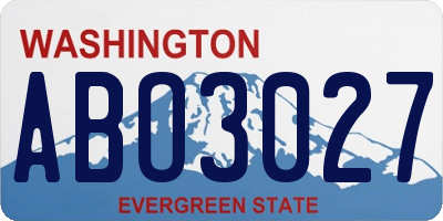 WA license plate ABO3027