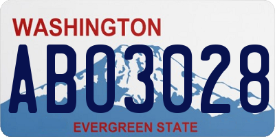 WA license plate ABO3028
