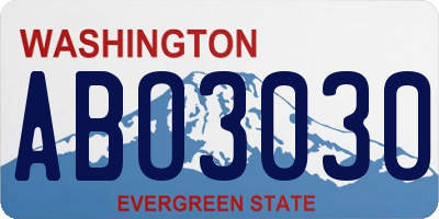 WA license plate ABO3030