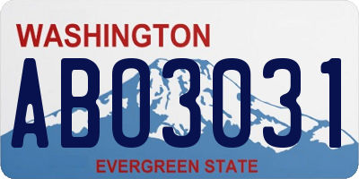 WA license plate ABO3031