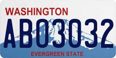 WA license plate ABO3032
