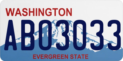WA license plate ABO3033