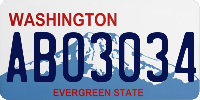 WA license plate ABO3034
