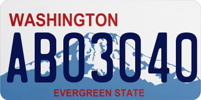 WA license plate ABO3040
