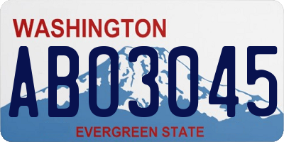 WA license plate ABO3045