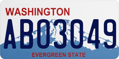WA license plate ABO3049
