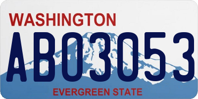 WA license plate ABO3053