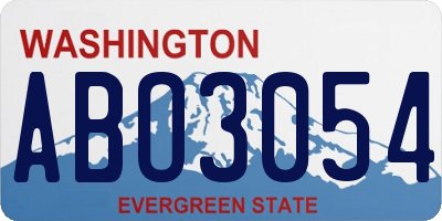 WA license plate ABO3054