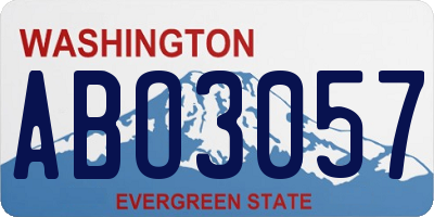 WA license plate ABO3057