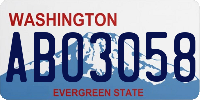WA license plate ABO3058