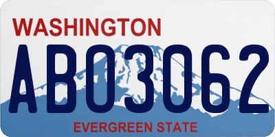 WA license plate ABO3062